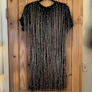 Nasty Gal Black Top with Multicolor Beaded Detail